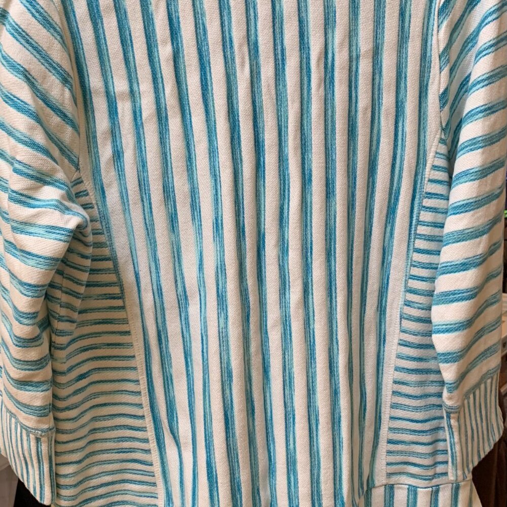 Soft Surroundings Tunic Stripe Briza Stripe Tunic Sz Large Blue White 3/4 Sleeve - Picture 4 of 4